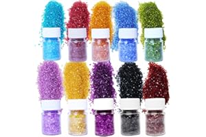 SYEDRA ART 10 Colors -1LB Crushed Glass for Crafts Glitter Resin Art, Small Broken Glass Pieces, Transparent Chips DIY Vase Filler Decoration 1-3mm (Transparent)