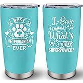 Cudoviqu Veterinary Gifts - Veterinarians Gifts for Women - Vet Med Gift - Best Veterinarian Ever Gift - Funny Veterinary Gift Ideas, 20 oz Stainless Steel Tumbler With Lid & Straw