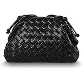 Huralona Dressy Pleated Vegan Leather Clutch Purse Woven Soft Cloud Dumpling Clutch Bag for Women PU Evening Purse Handbag