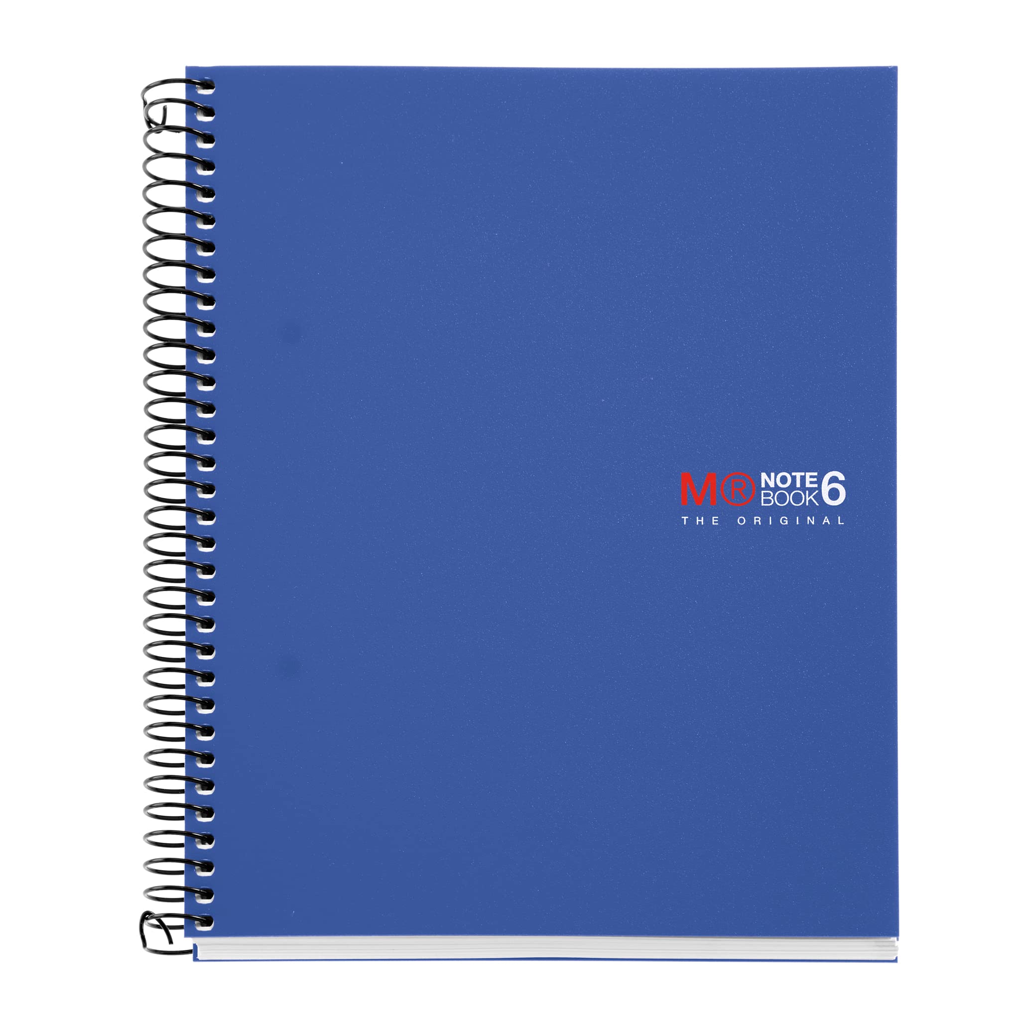 Miquelrius - The Original A5 Notebook, 6 Coloured Stripes, Opaque Polypropylene Cover, Size 148 x 210 mm, 2 Drills, 150 Sheets of 70 g/m², Horizontal Ruled 7 mm, Blue