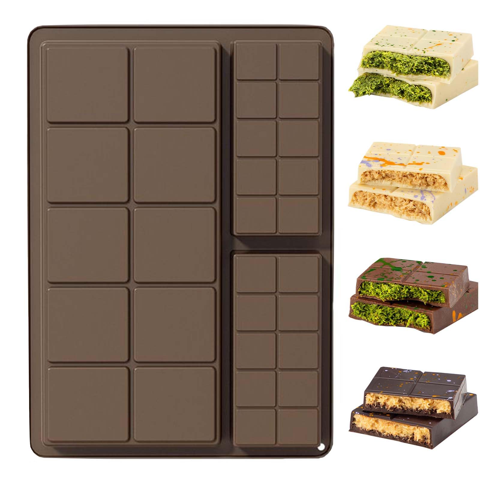Photo 1 of LGQUK Dubai Chocolate Bar Mold Silicone Chocolate Bar Molds, Deep Rectangular, Large Size for Stuffed Bars (Large+Small 10 Snap)