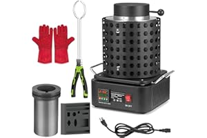 CURECURE 5KG Gold Melting Furnace Kit, 2500W 2192℉ Automatic Digital Electric Melting Furnace, Metal Melting Furnace with Graphite Crucible, Furnace for Gold, Silver, Copper, Aluminum