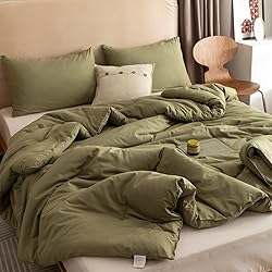 ROSGONIA Queen Comforter Set Olive Green, 3pcs