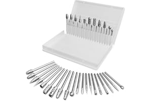 METOTY 20-Piece Carbide Burr Bits Set - 1/8'' Shank for Dremel, Milwaukee | Metal, Wood, Stone Grinding & Carving | Rotary Tool Accessories