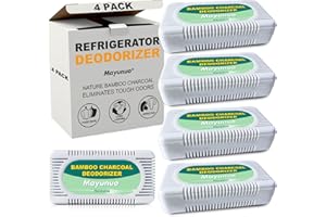Mayunuo 4 Pack Refrigerator Deodorizer, More Effective Than Baking Soda, Refrigerator Odor Eliminator, Fridge Deodorizer, Natural Bamboo Charcoal For Strong Odor Absorber