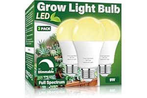 Wiyifada 3 Pack Full Spectrum Grow Light Bulbs,A19 Grow Lights for Indoor Plants,Dimmable E26 9W Grow Bulb Replace up to 100W,Plant Lights for Indoor Growing,Flowers,Greenhouse,Indore