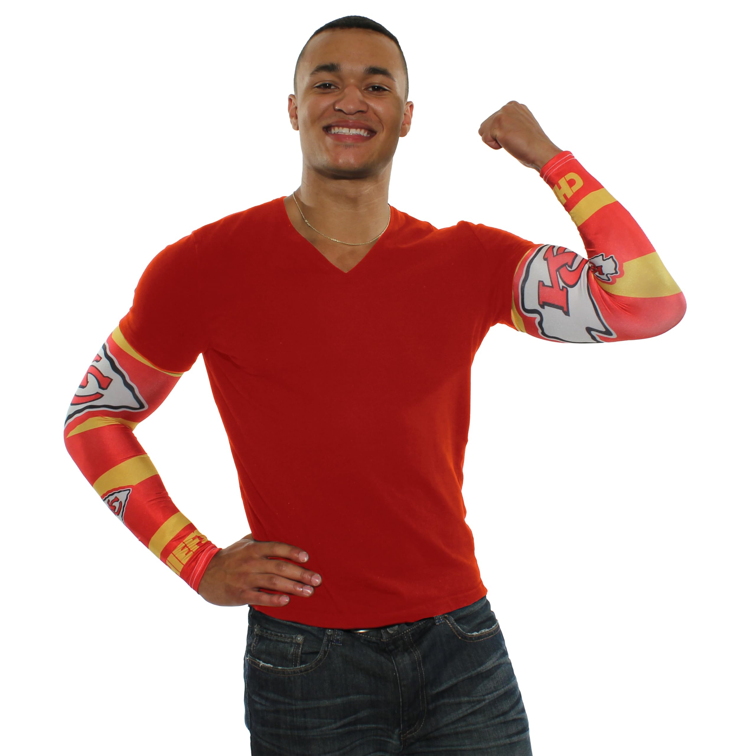 Little Earth Productions Littlearth NFL Kansas City Chiefs Strong Arms, Team Color, 17” Wrist to Bicep