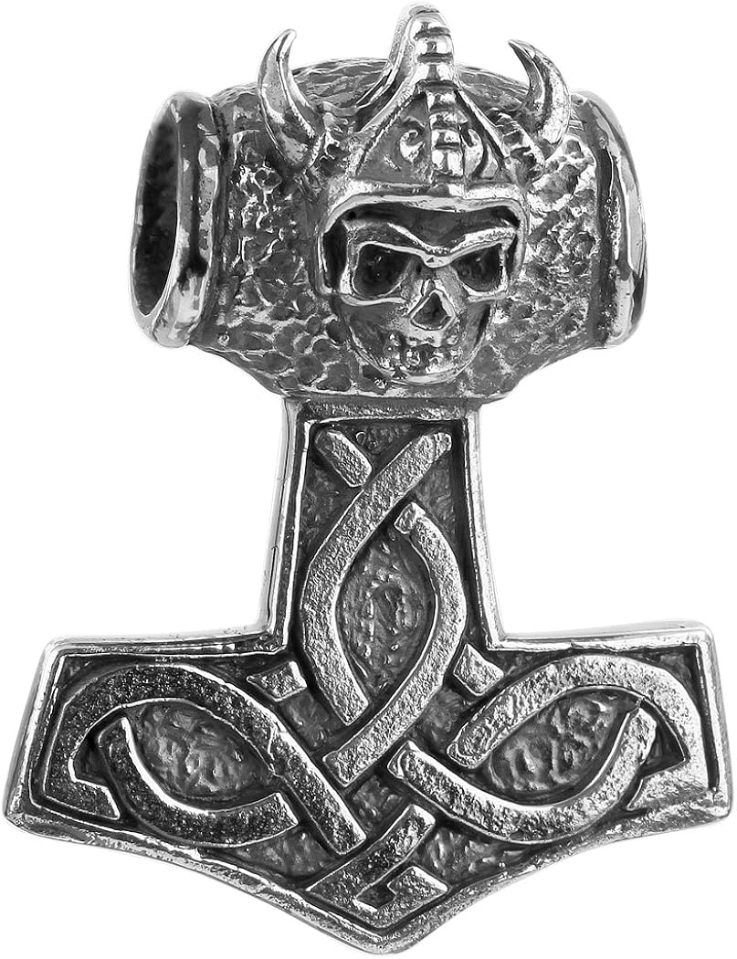 Kuzzoi Silver/black oxidized Thors hammer pendant for chains made of solid 925 sterling silver for necklaces 40 mm high, 17 g heavy