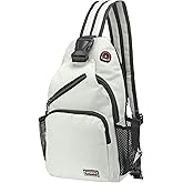 DTGN Convertible Sling Bag Crossbody Backpack - 8.5"x15" (LXH) Good for Women Men Hiking Travel Cycling - Multifunctional Shoulder Bag Casual Packs with Headphone Jack - White
