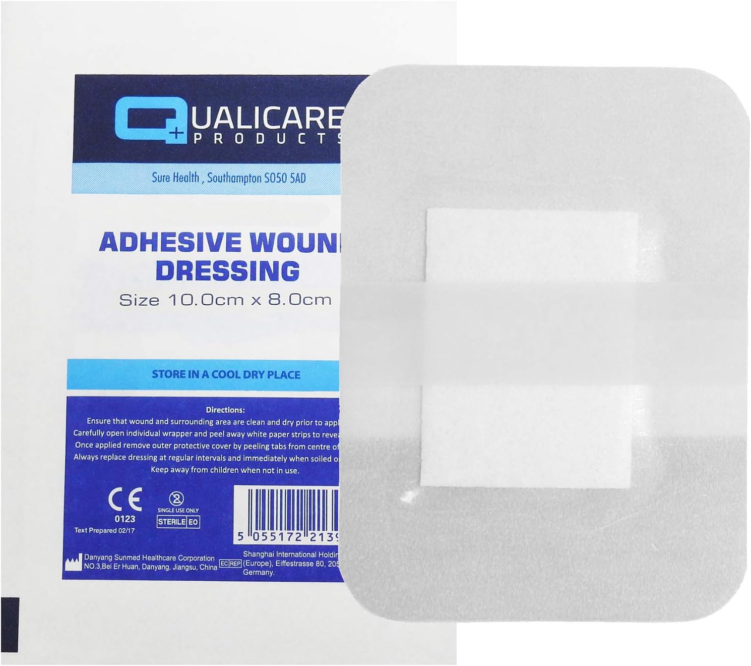 Qualicare 5 X 10CM x 8CM PREMIUM STERILE FIRST AID ADHESIVE WOUND CUT FABRIC LARGE PLASTER DRESSINGS