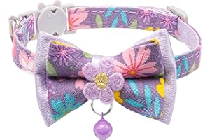 Cat Collars,HYQHYX Floral Bow Collar with Bell, Removable Cat Collar with Tie, Cute cat Collar for Cats and Puppies