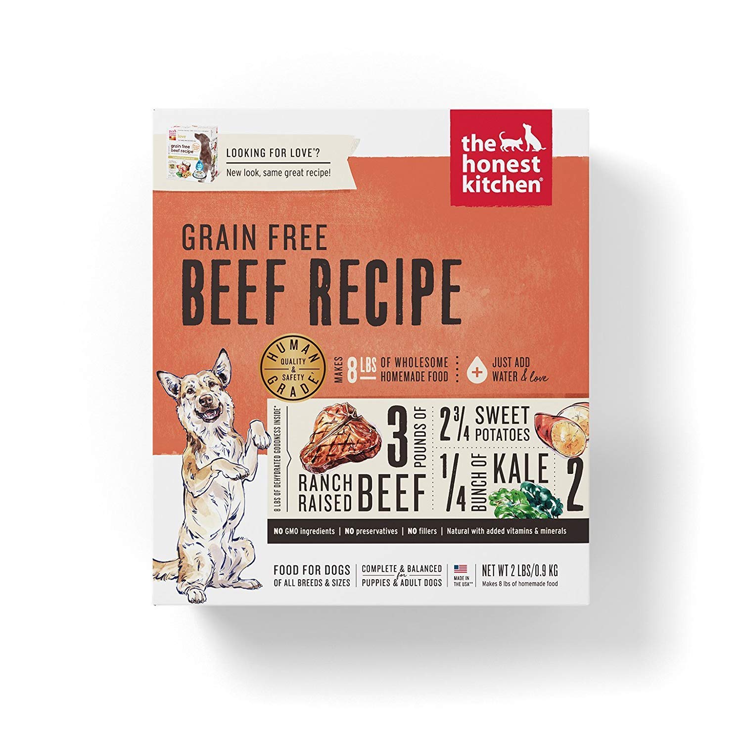 Honest Kitchen Human Grade Dehydrated Grain Free Beef Dog Food 2 lb