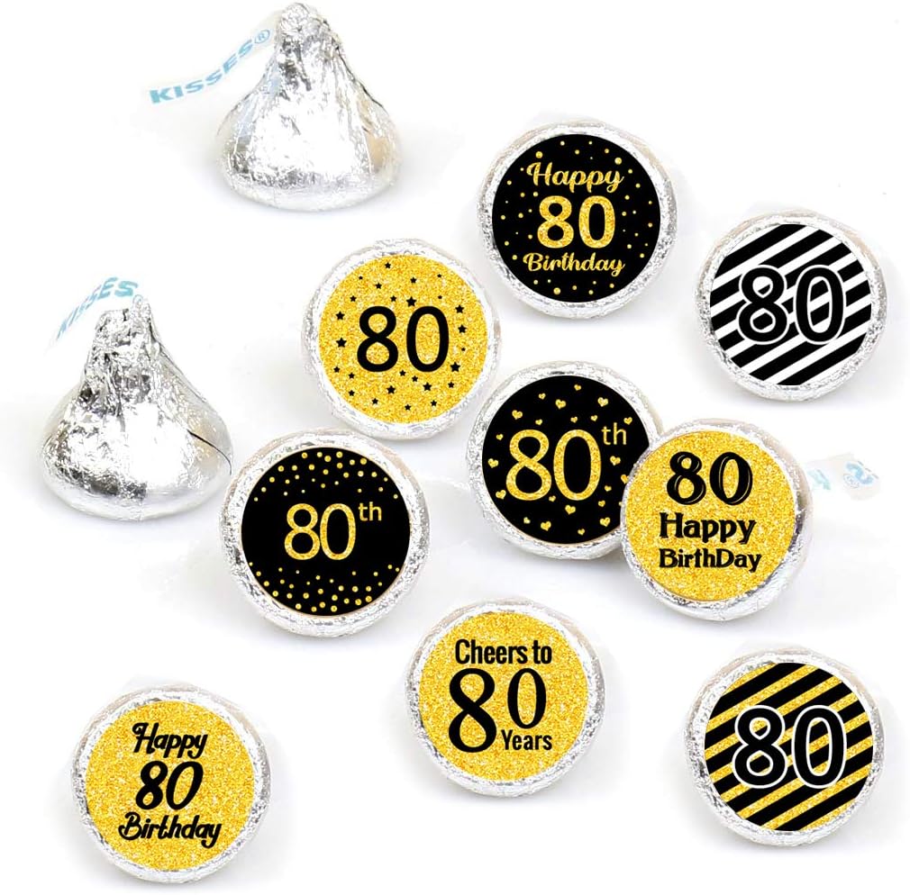 Amazon.com: 80th Birthday Party Favor Labels-Gold and Black (270 Stickers): Toys & Games