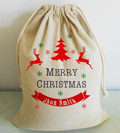 Sacco Per Regali Di Natale.Sacchi Di Natale Personalizzata Con Nome Santa Sack Sacco Di Babbo Natale Con Regali Per Bambini Amazon It Casa E Cucina