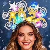Fashey Light Up New Years Headband 2026 Headbands Happy New Year Accessories for Women (Gold, One size)