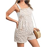 SOLY HUX Women's Maternity Jumpsuits Floral Overall Shorts Pregnancy Summer Vacation Rompers with Pocket