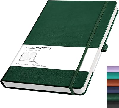 RETTACY A4 Notebook Lined Journal 192 Pages Leather Hardcover Dark Green