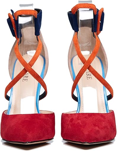 red strappy heels amazon