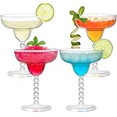 TOPZEA Acrylic Margarita Glasses Set of 4, 13.5 oz Shatter-proof Plastic Daiquiri Cocktail Cup, Unbreakable Martini Champagne Coupe Glasses Drinkware for Poolside, Bar, Party, BPA-free, Reusable