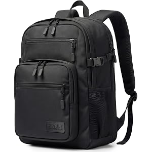 DKVULT Backpack for Men, Black School Backpack for Teen Boys, Lightweight Laptop Backpack Fits 15.6 Inch Notebook, Large Capa