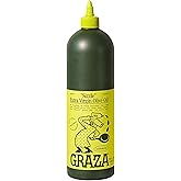 Graza Sizzle Extra Virgin Olive Oil, Cooking Oil - High Polyphenol Peak Harvest EVOO Cooking Oil in a Squeeze Bottle - Single Farm Olives from Spain - 33.8 Fl Oz (1L)