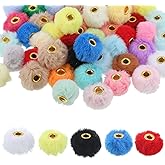 50 PCS Fluffy Faux Fur Pom Pom Beads, Soft Faux Fur Fuzzy Spacer Bead for Bracelets Jewelry Making Keychains Pens Earrings DIY Crafts Accessories(Random Mixed Colors)