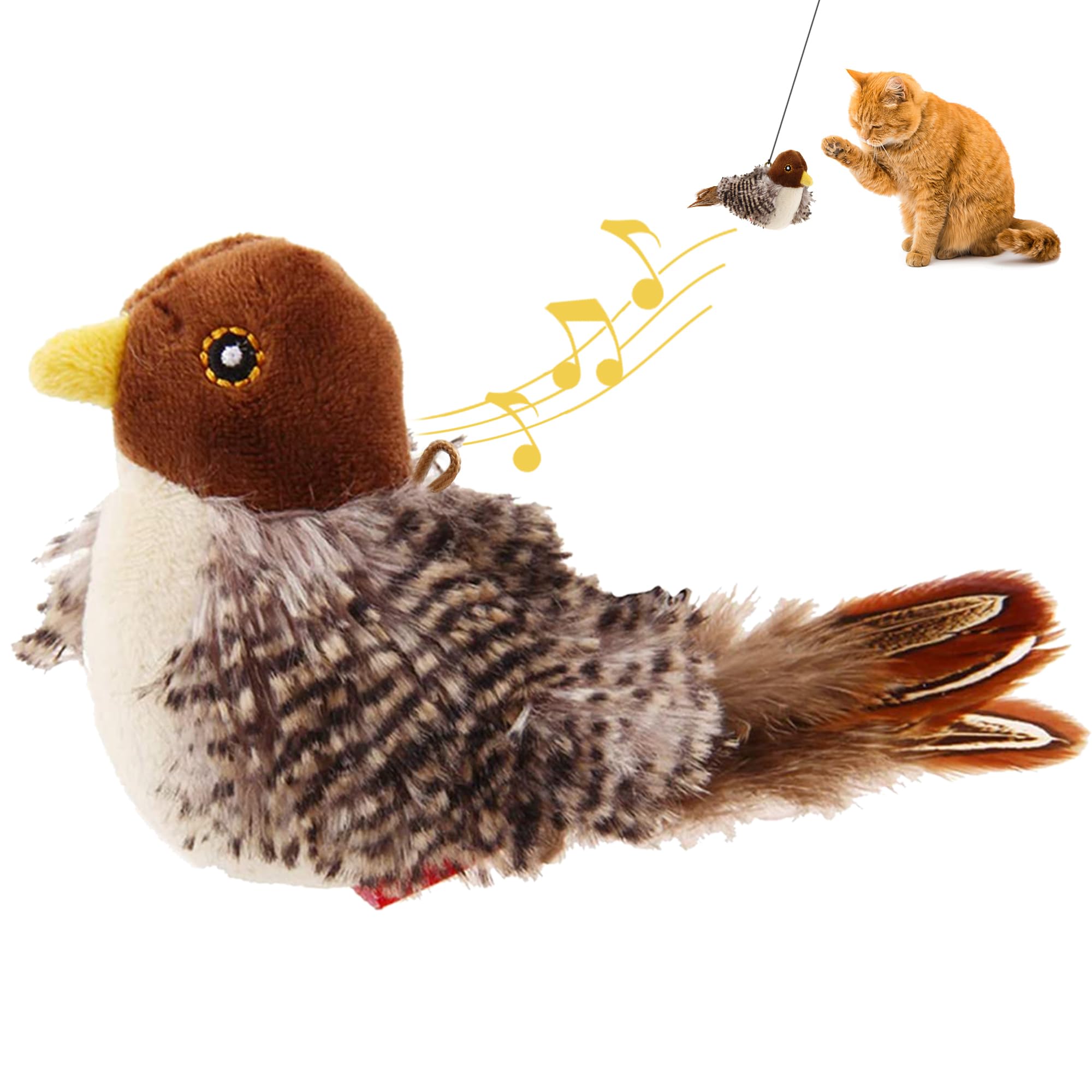 GiGwi Chirping Bird Cat Toy, Interactive Cat Squeak Toy Melody Chaser Bird Toys for Cats to Play Alone, Funny Squeak Kitten Toy for Boredom