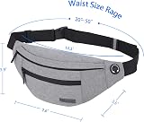 MAXTOP Large Bumbag Waist Fanny Pack with Headphone Jack 4 Pockets Grey view 6