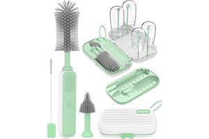 YASEW Electric Baby Bottle Brush Cleaner, Baby Travel Bottle Cleaner Kit- 2000mAh Rechargeable Silicone Brush, Drying Rack, Compact Storage Box, 360° Efficient Cleaning Bottle Brush for Home & On-The-Go