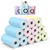 Hikkon 12 Rolls Kids Instant Camera Thermal Print Paper Refill - 3 Colors (Pink, Blue, Yellow) Compatible with Most Children Instant Print Cameras