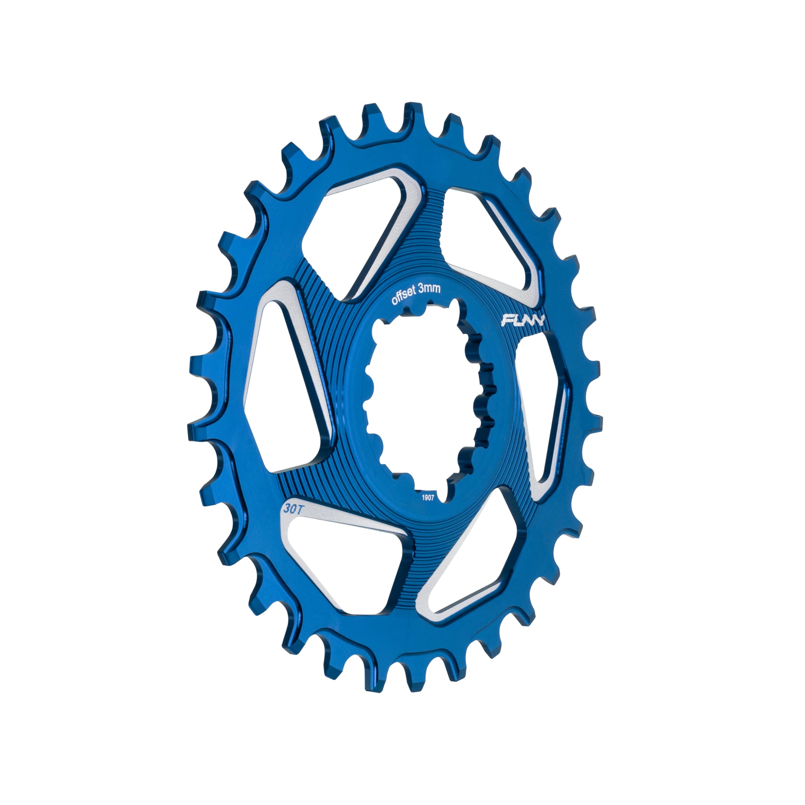 Funn Solo DX Narrow Wide Chainring for 9 10 11 12 Speed Chain, Fits SRAM Direct Mount Interface Crankset, 3mm Offset, Single Speed Bike Chain Ring for MTB, BMX Bike and Road Bike (30T, Blue)
