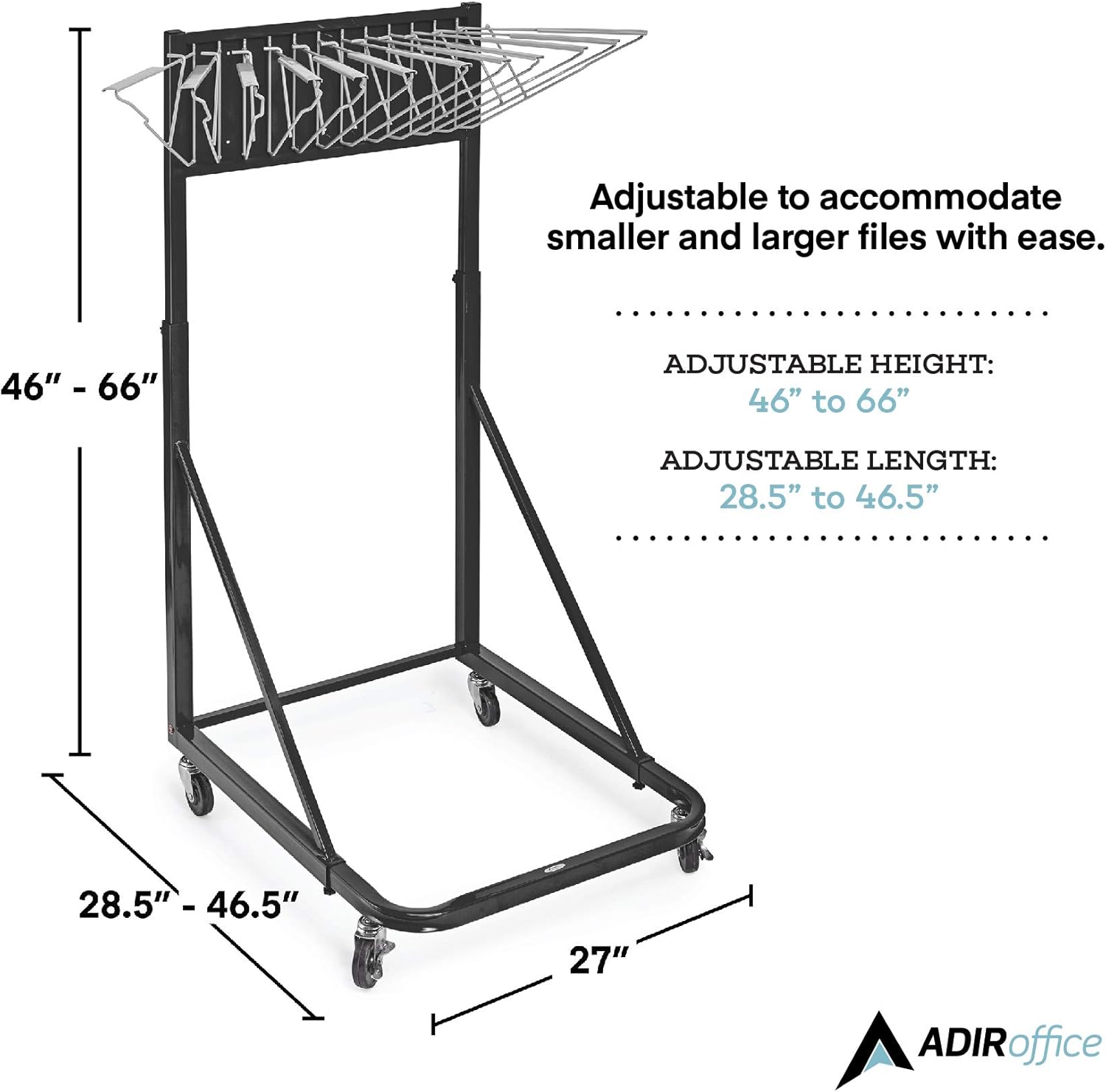 Adir Corp. Mobile Blueprint Storage - Vertical Poster Display Rack and Plans Holder - File Organizer Stand for Home, Office (Black) : Office Products