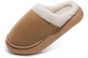 SHIBEVER Fuzzy Slippers Women Indoor: Memory Foam Warm House Shoes - Slip On Closed Toe Comfy Bedroom Slippers Women
