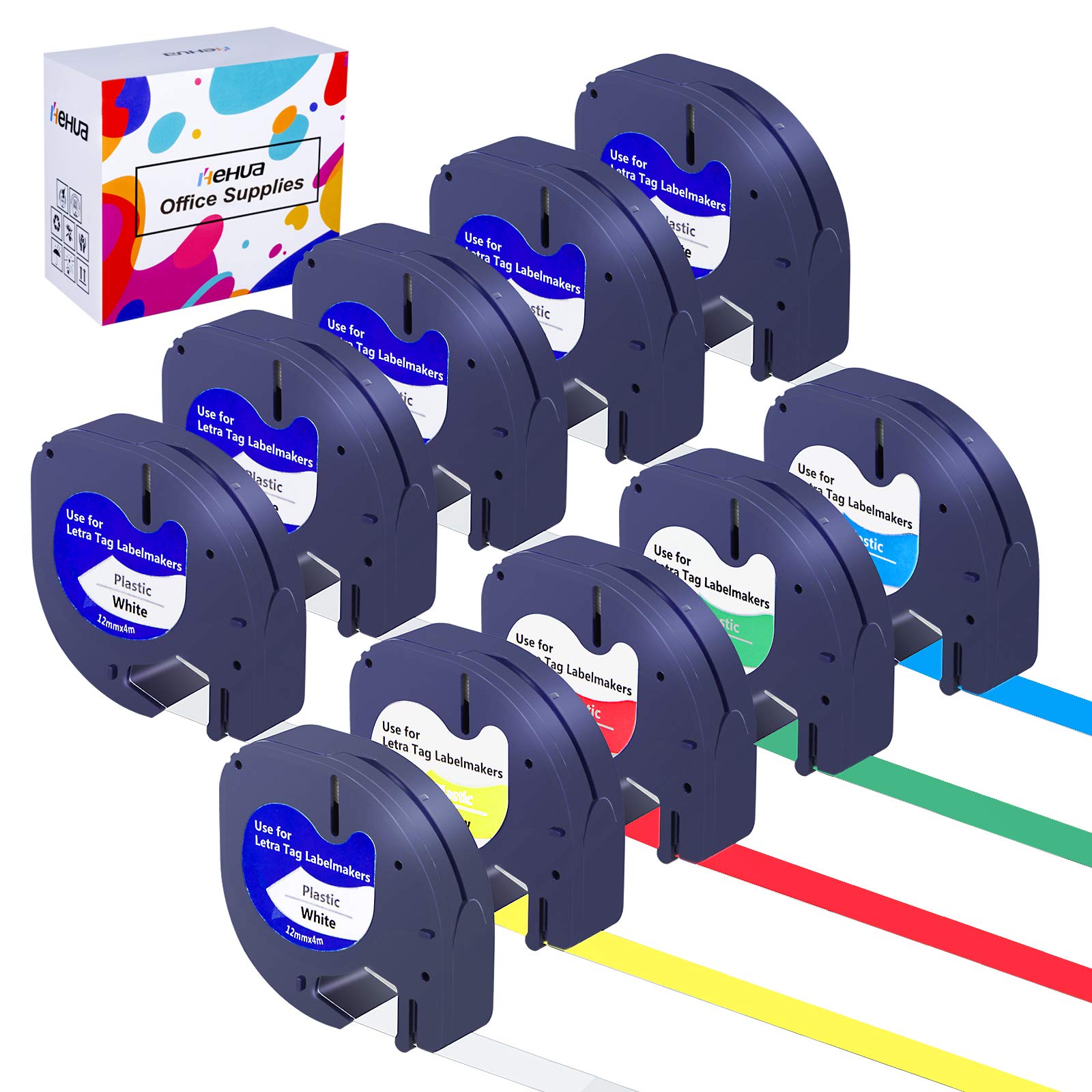 Photo 1 of Hehua 91331 Multicolor Label 10 Pack, Compatible with Dymo Letra Tag 1/2x13 Refill Compatible for Label Maker Tape Dymo Letratag Tape LT 100T 200B QX50 2000 XR for Letratag 100H Refills 12mmx4m