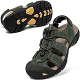 KOIMED Men's Hiking Leather Sandals Closed Toe