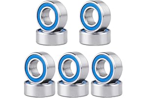 GoHobby RC Ball Bearings 10-Pack Bearing Steel and Double Rubber Sealed Miniature Deep Groove Ball Bearings (5x10x4mm)