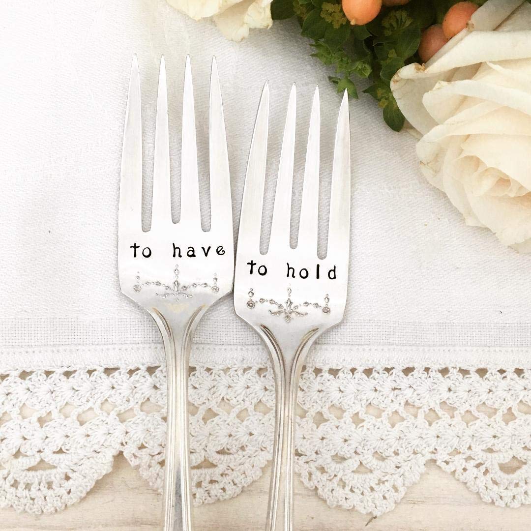 To have & To hold wedding cake forks Handmade