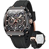 OLEVS Watch for Men Chronograph Brown Leather Gold Case Analog Quartz Fashion Business Dress Large Face Men Watch Day Date Luminous Waterproof Casual Male Wrist Watch Black/Blue/White Dial