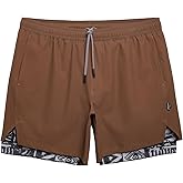 maamgic Mens Workout Shorts 2 in 1 Stretch 5" Gym Shorts Running Shorts with Compression Liner Zip Pocket