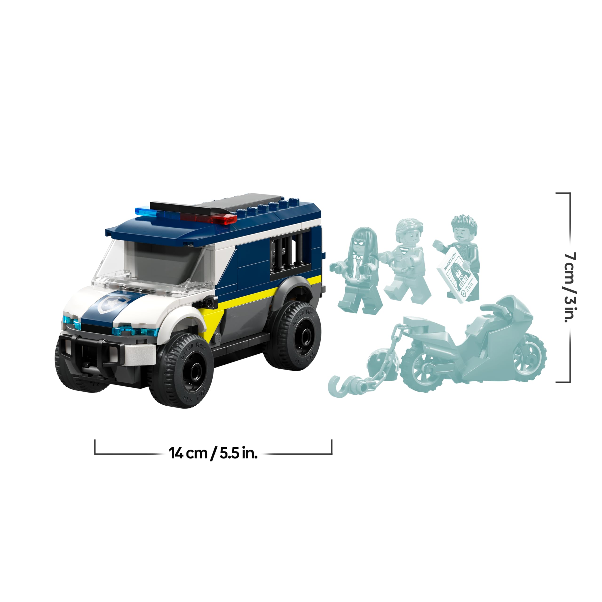 LEGO City Gefangenentransporter - Spielzeug LKW Bauset mit Motorrad, 3 Minifiguren und Abnehmbarer Gefängnistür - Geburtstagsgeschenk für Jungen ab 6 Jahren - 60479 8