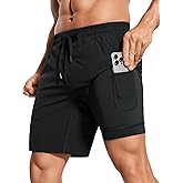 CRZ YOGA Mens 2 in 1 Running Shorts 7" - Lined Workout Quick Dry Lightweight for Sports Athletic with Pockets
