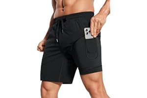 CRZ YOGA Men's 2 in 1 Running Shorts with Liner - 7'' Quick Dry for Workout Sports Athletic with Pockets