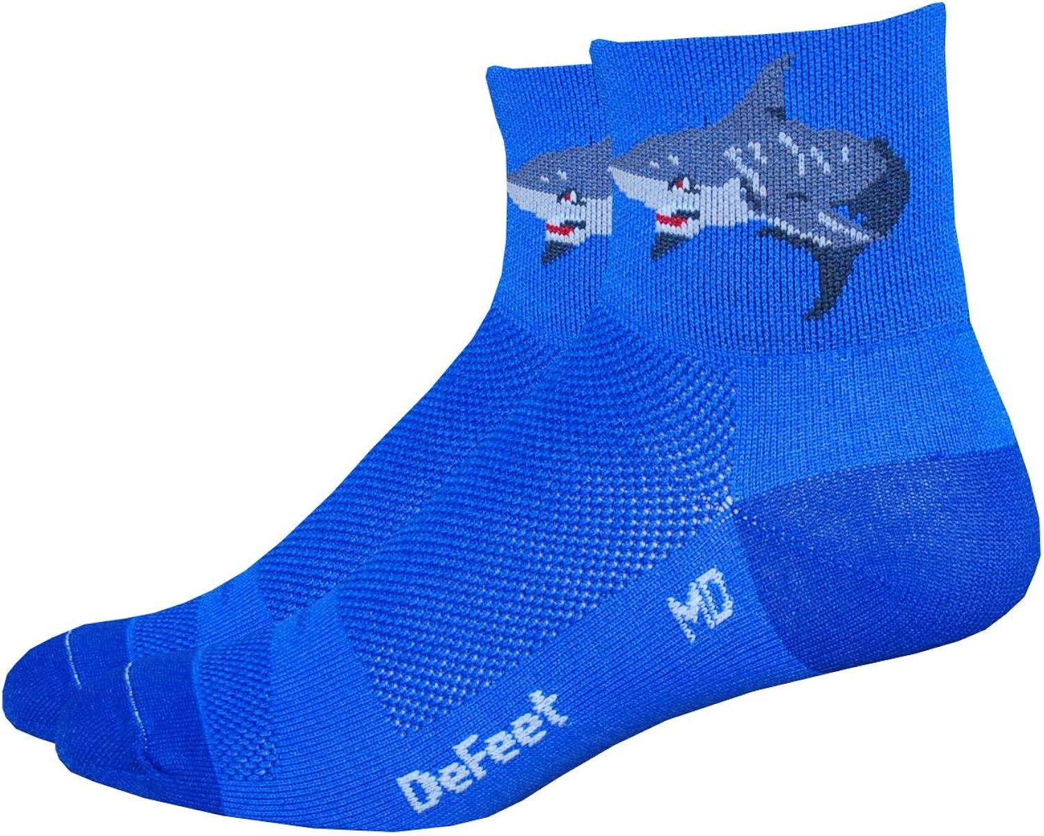 DeFeet AirEator 2.5in Attack! Cycling/Running Socks - AIRATT (L) : Cool Bike Socks Shark : Clothing