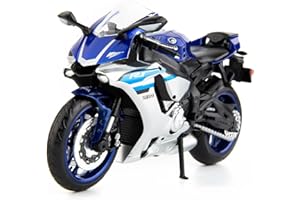 MSZ METAL SPEED ZONE MSZ 1/12 Compatible for Yamaha YZF-R1 Motorcycle,Collector Motorcycle Replica with Display Stand and Helmet Keychain,Toy Motorcycles for 3-9 Year Old Boys Blue