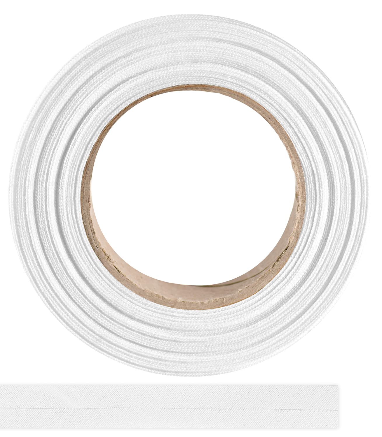 Bias binding made of 100% cotton - 10 mx 25 mm (folded) edging tape, cotton ribbon, bias binding - Ideal for DIY sewing - Made in Belgium, on a roll (white)