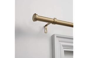EXCLUSIVE HOME Topper 1" Curtain Rod and Coordinating Finial Set, Gold, Adjustable 36"-72"