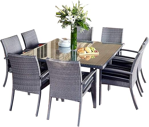 Monaco 9 Piece Patio Furniture Dining Set Amazon Ca Patio Lawn Garden