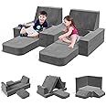 Modular Kids Play Couch Convertible - Toddler & Child Sofa DIY Creativing Play Couch for Playroom Bedroom Nursery Freely Removable Versatile Fold Kids Sofa for Playing