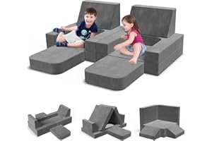 COZIBB Modular Kids Play Couch Convertible - Toddler & Child Sofa DIY Creativing Play Couch for Playroom Bedroom Nursery Freely Removable Versatile Fold Kids Sofa for Playing