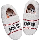 Little Kids Big Boys Ball Sports Slippers, Kids Warm House Shoes - Cute Winter Nonslip Indoor Basketball Football Baseball Slippers